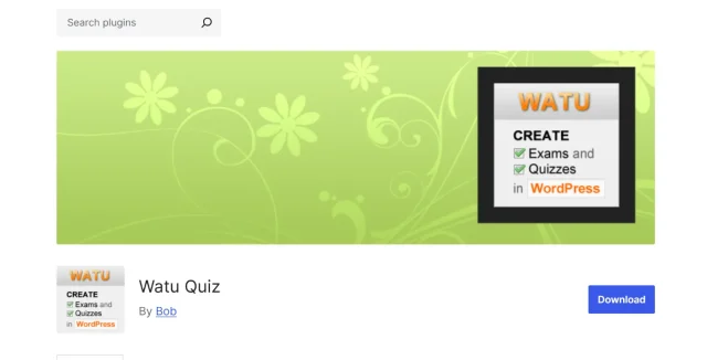 Screenshot of Watu Quiz Plug-in Homepage