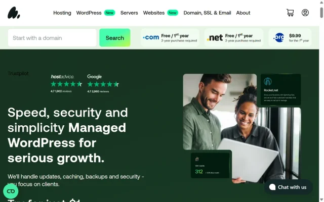 A2 hosting homepage screenshot