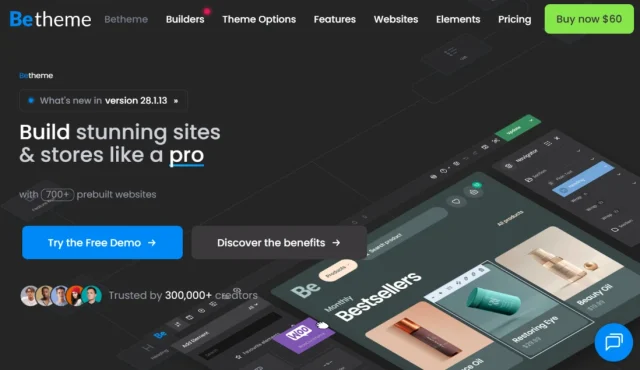 Betheme theme homepage screenshot
