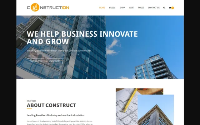 Construction theme homepage screenshot