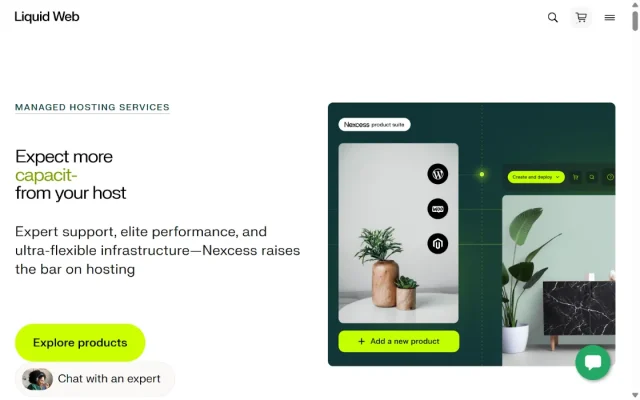 Nexcess hosting homepage screenshot
