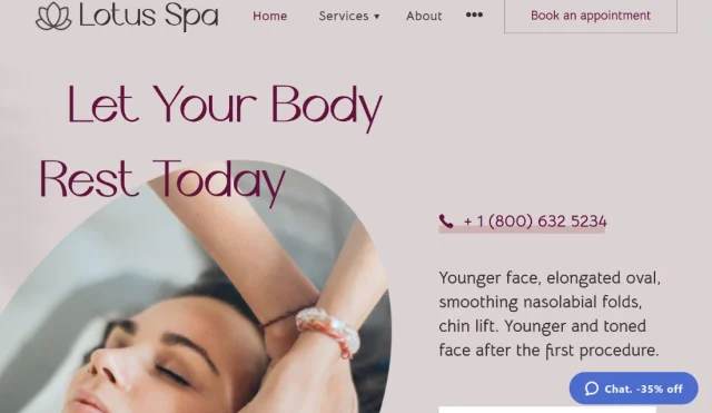 Lotus Spa theme homepage screenshot