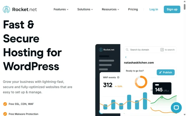 RocketNet hosting homepage screenshot