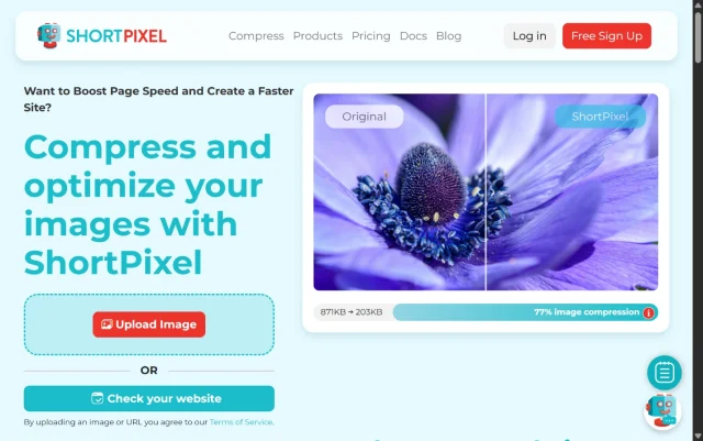 ShortPixel plug-in homepage screenshot