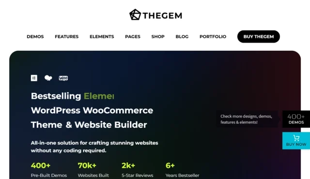 TheGem theme homepage screenshot