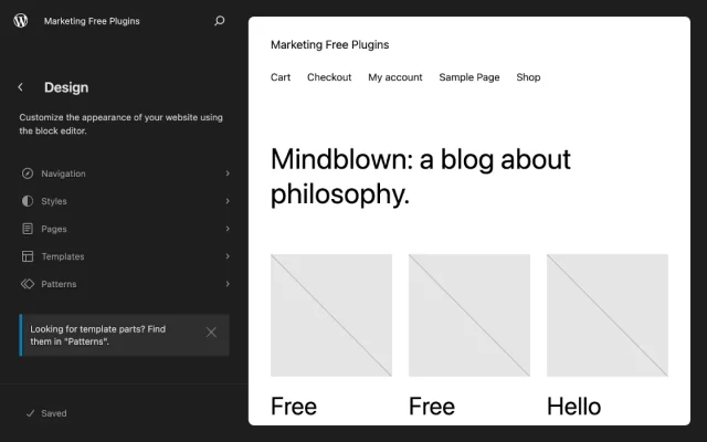 Screenshot of WordPress blog customization and design
