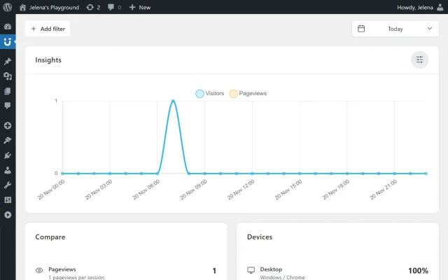 Screenshot of Burst statistics Insights view
