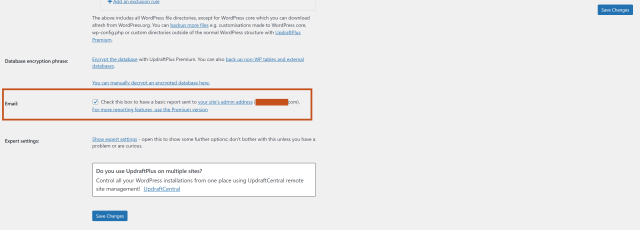 How to set email reports UpdraftPlus