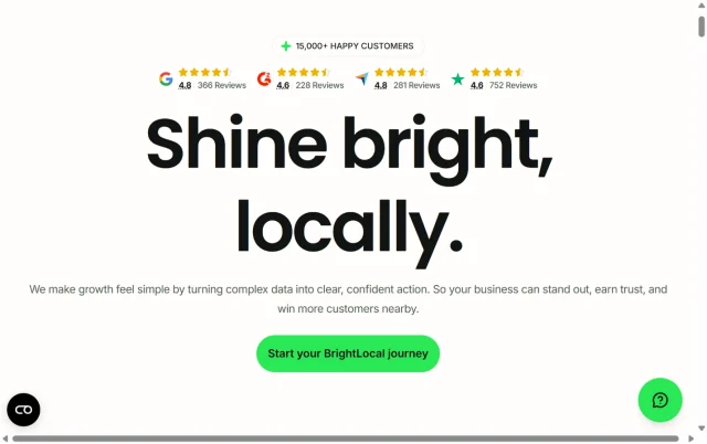 Screenshot of BrightLocal homepage