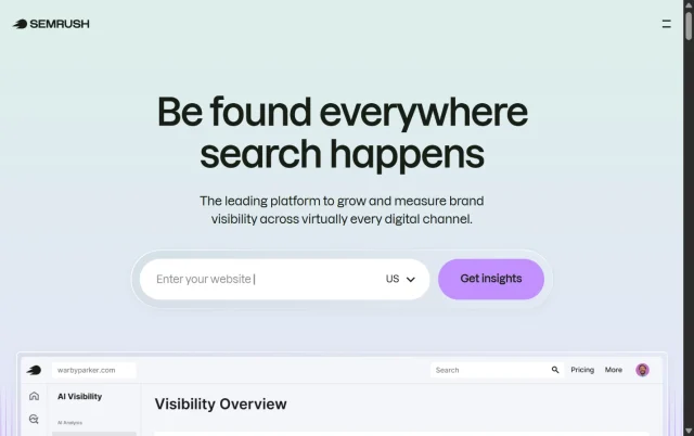 Screenshot of Semrush homepage