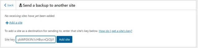 Screenshot of Pasting demo key into the source site