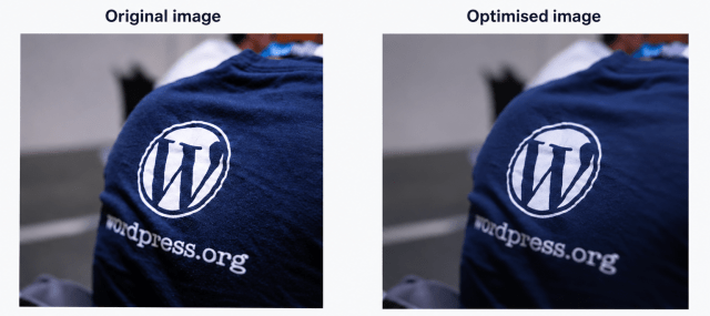 Example showing the original image and the optimized image