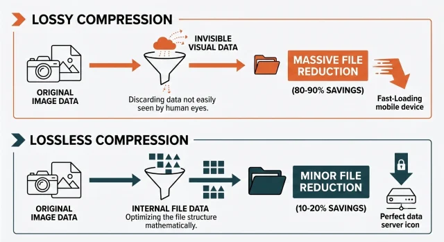 Infographic explaining Lossy VS Lossless compression