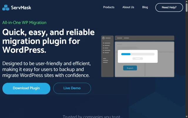Screenshot of All-in-one WP Migration