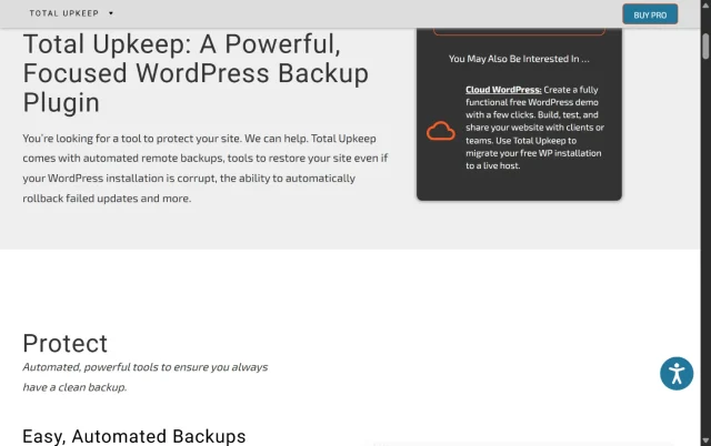 Screenshot of Total Upkeep homepage
