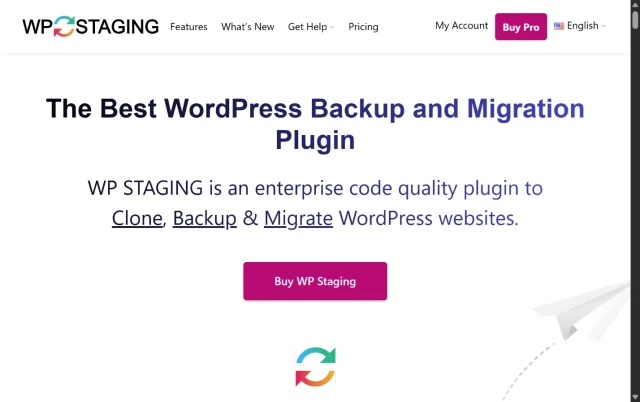 Screenshot of WP Staging homepage