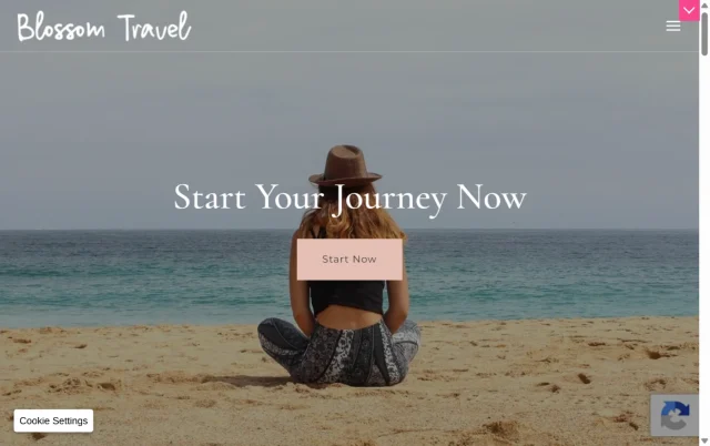 Screenshot of Blossom Travel theme homepage
