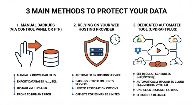 Infographic illustrating three methods to protect data