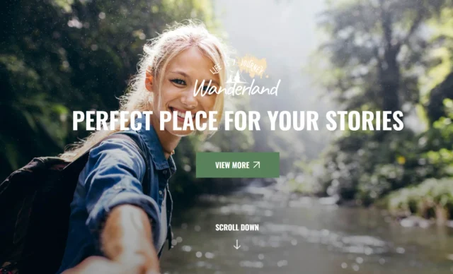 Screenshot of the Wanderland theme homepage
