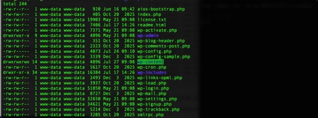 Screenshot of the File permissions terminal