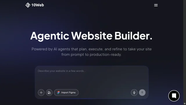Screenshot of the 10Web plugin homepage
