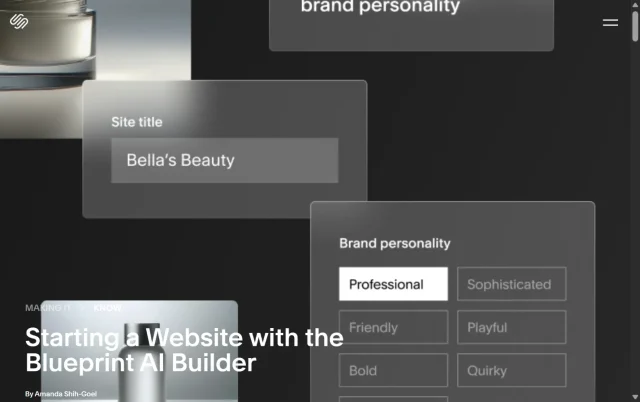 Screenshot of the Squarspace homepage