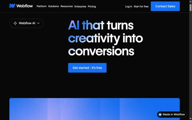 Screenshot of the Webflow homepage