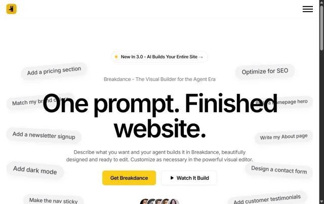 Screenshot of the Breakdance plugin homepage