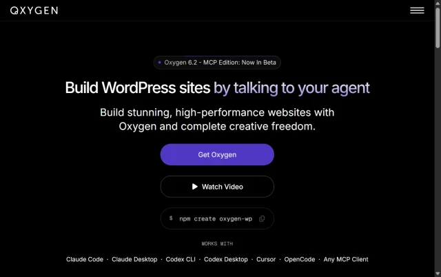 Screenshot of the Oxygen plugin homepage