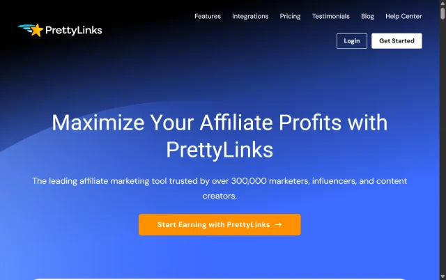 Screenshot of Pretty Links plugin homepage