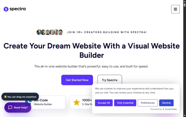Screenshot of the Spectra plugin homepage
