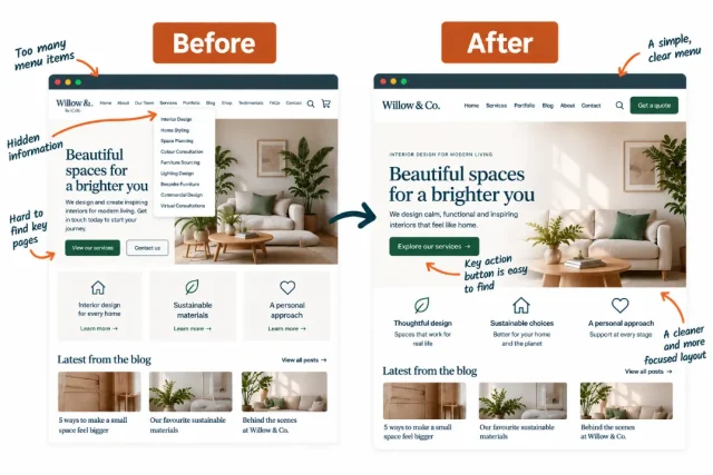 Image showcasing before and after navigating issues that can be resolved